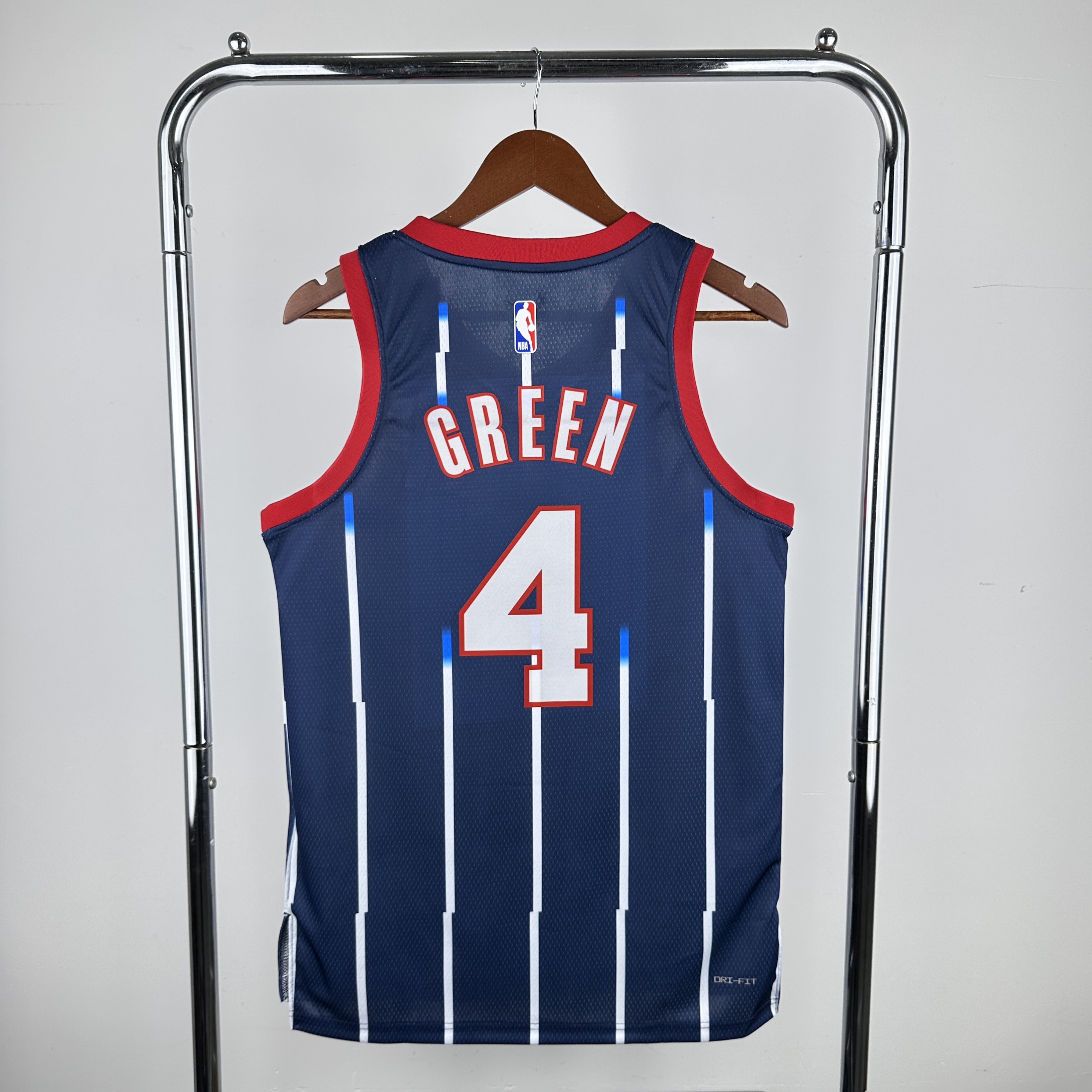 Men Houston Rockets #4 Green Blue stripe City Edition Nike 2024 NBA Jersey->->NBA Jersey